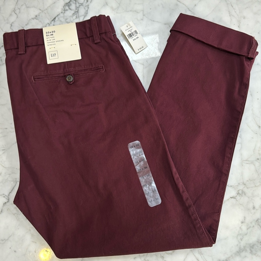 MENS GAP MID-RISE SLIM LEG PANTS